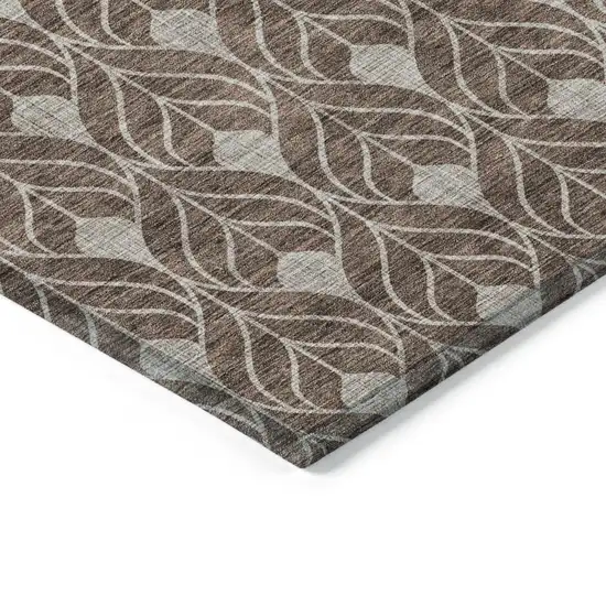 Chocolate And Beige Geometric Washable Indoor Outdoor Area Rug Photo 4