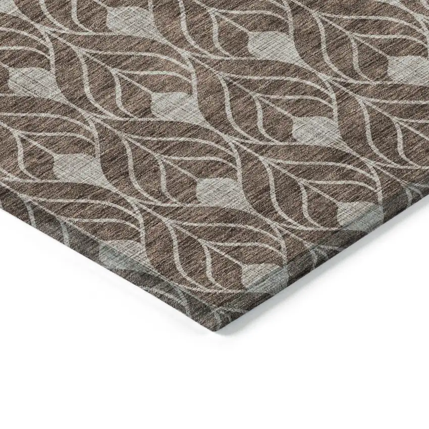 Chocolate And Beige Geometric Washable Indoor Outdoor Area Rug Photo 4