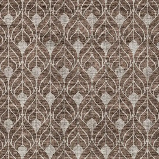 Chocolate And Beige Geometric Washable Indoor Outdoor Area Rug Photo 5