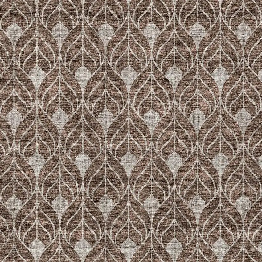 Chocolate And Beige Geometric Washable Indoor Outdoor Area Rug Photo 5