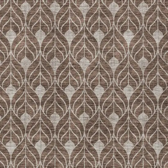 Chocolate And Beige Geometric Washable Indoor Outdoor Area Rug Photo 4