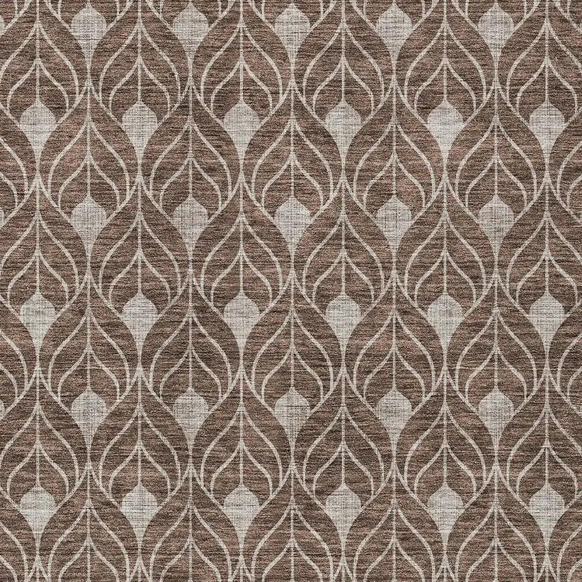 Chocolate And Beige Geometric Washable Indoor Outdoor Area Rug Photo 4