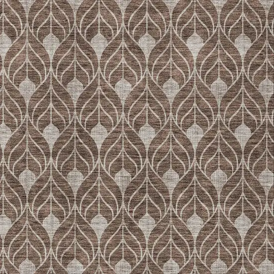 Chocolate And Beige Geometric Washable Indoor Outdoor Area Rug Photo 6