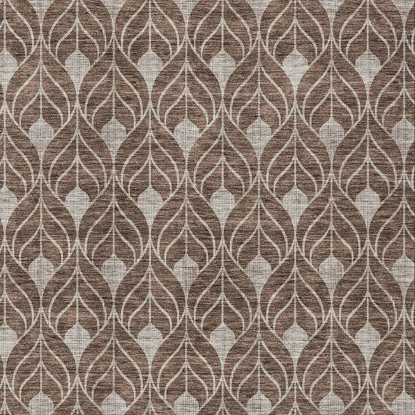 Chocolate And Beige Geometric Washable Indoor Outdoor Area Rug Photo 6