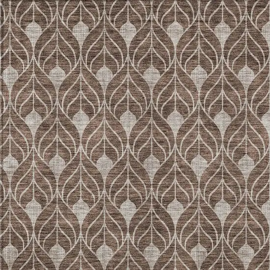 Chocolate And Beige Geometric Washable Indoor Outdoor Area Rug Photo 6