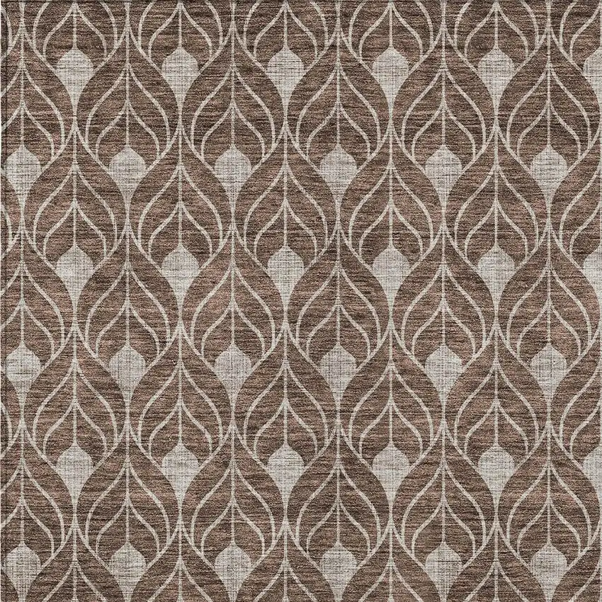 Chocolate And Beige Geometric Washable Indoor Outdoor Area Rug Photo 6