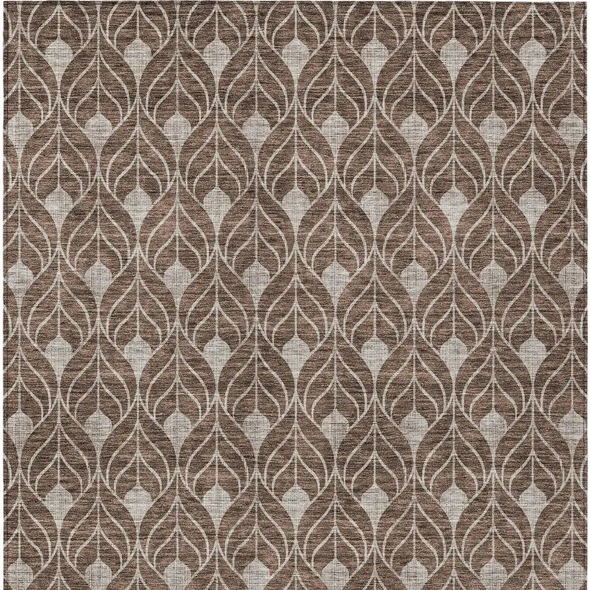 Chocolate And Beige Geometric Washable Indoor Outdoor Area Rug Photo 7