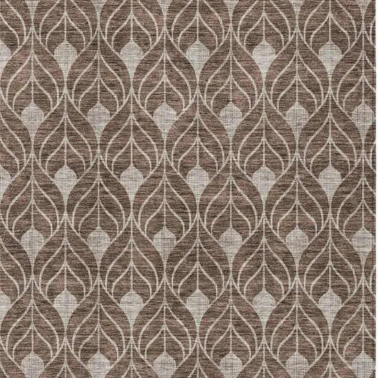 Chocolate And Beige Geometric Washable Indoor Outdoor Area Rug Photo 6