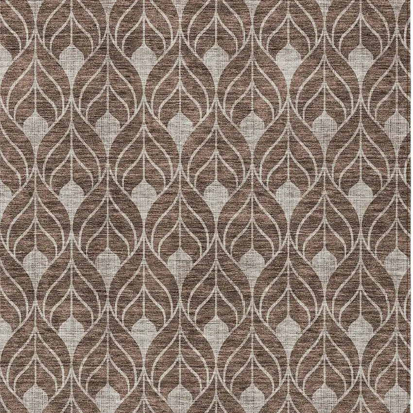 Chocolate And Beige Geometric Washable Indoor Outdoor Area Rug Photo 6