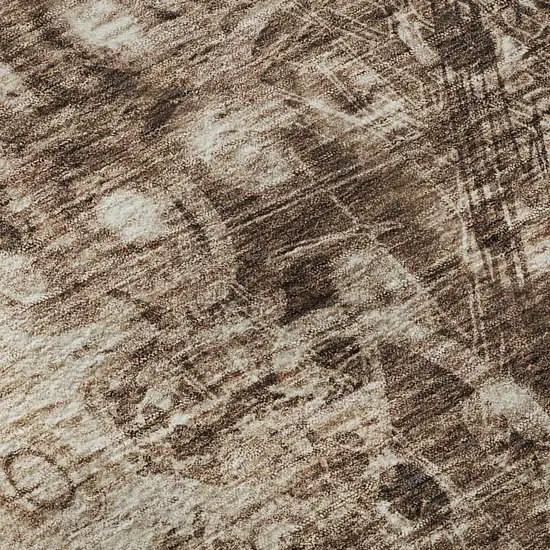 Chocolate And Beige Ikat Washable Area Rug With UV Protection Photo 8