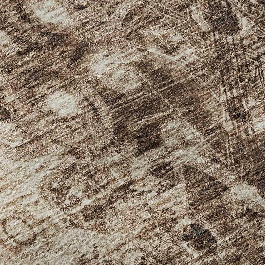 Chocolate And Beige Ikat Washable Area Rug With UV Protection Photo 9