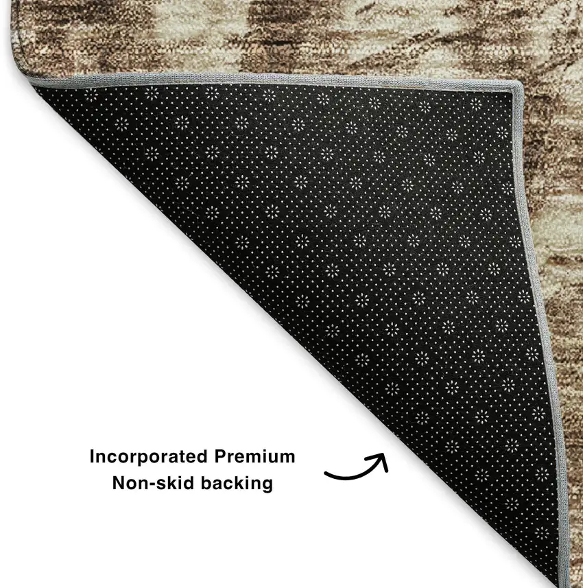 Chocolate And Beige Ikat Washable Area Rug With UV Protection Photo 6