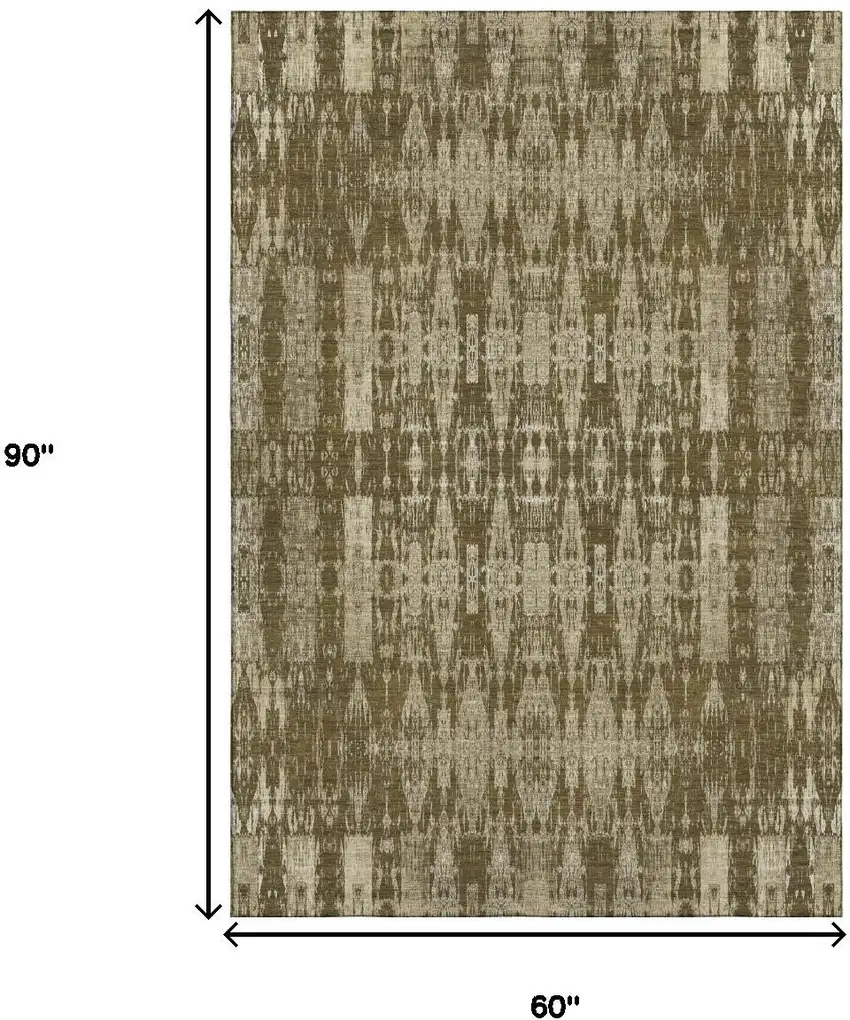 Chocolate And Beige Moroccan Washable Area Rug With UV Protection Photo 8