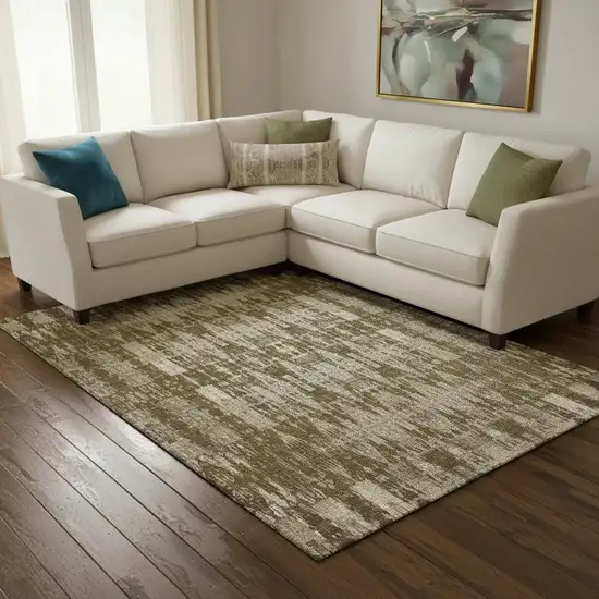 Chocolate And Beige Moroccan Washable Area Rug With UV Protection Photo 1