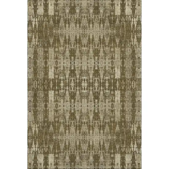 Chocolate And Beige Moroccan Washable Area Rug With UV Protection Photo 1