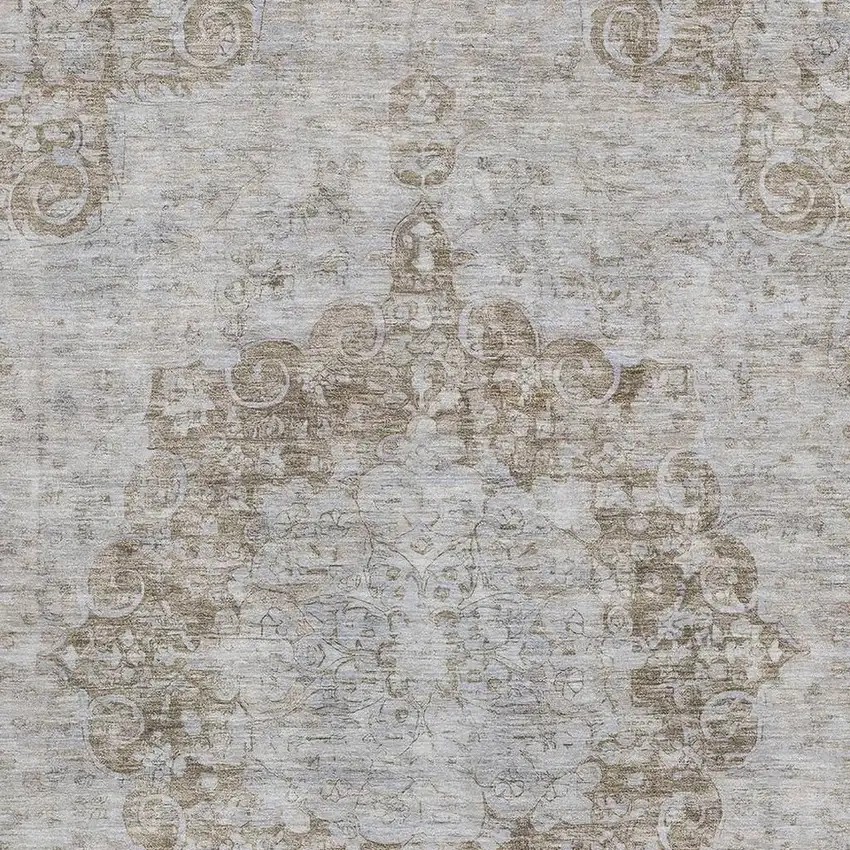 Chocolate And Beige Oriental Washable Area Rug With UV Protection Photo 2