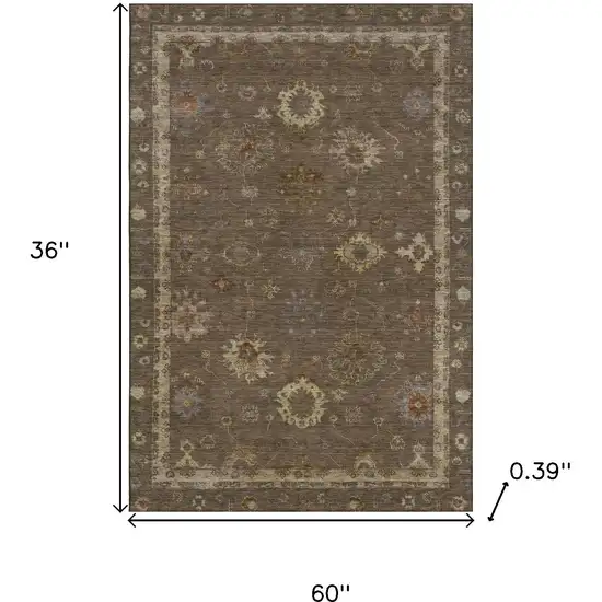 Chocolate And Beige Oriental Washable Area Rug With UV Protection Photo 9