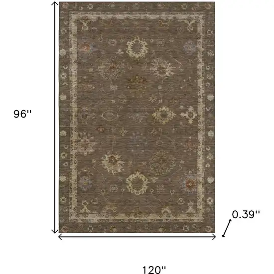 Chocolate And Beige Oriental Washable Area Rug With UV Protection Photo 9