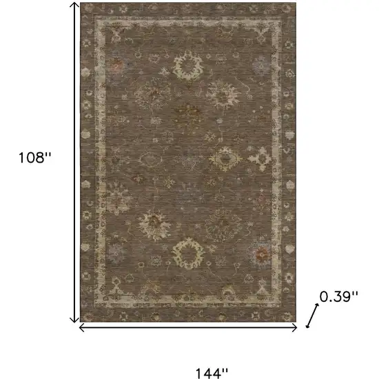Chocolate And Beige Oriental Washable Area Rug With UV Protection Photo 9