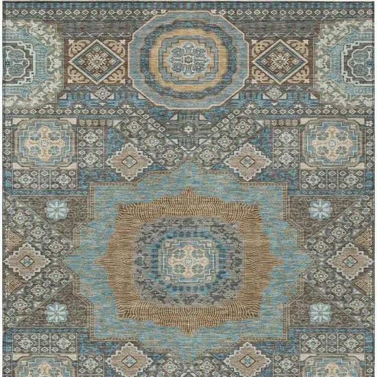 Chocolate And Beige Oriental Washable Indoor Outdoor Area Rug Photo 4