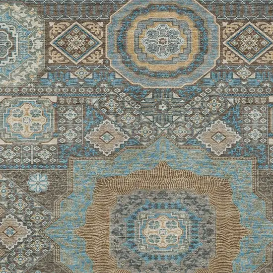 Chocolate And Beige Oriental Washable Indoor Outdoor Area Rug Photo 3