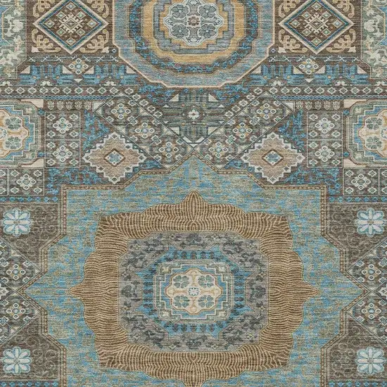 Chocolate And Beige Oriental Washable Indoor Outdoor Area Rug Photo 3