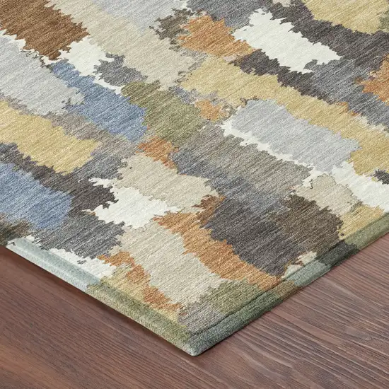 Chocolate And Beige Striped Washable Indoor Outdoor Area Rug Photo 8