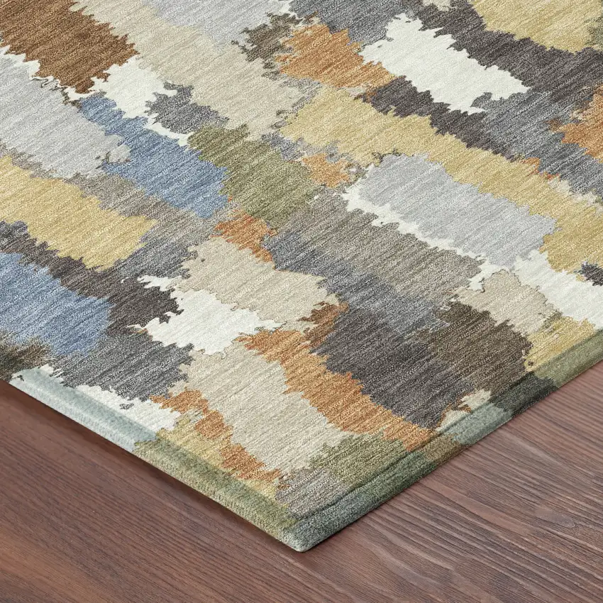 Chocolate And Beige Striped Washable Indoor Outdoor Area Rug Photo 8