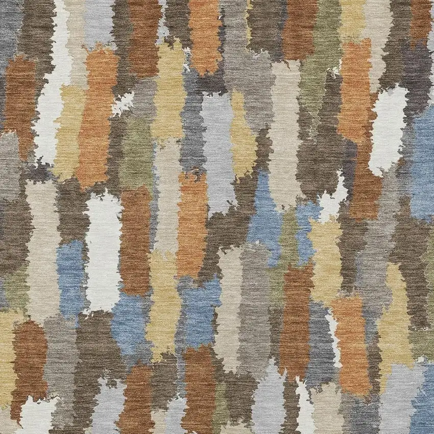 Chocolate And Beige Striped Washable Indoor Outdoor Area Rug Photo 2