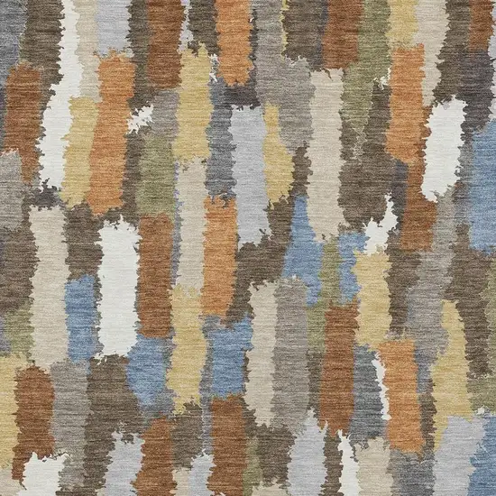 Chocolate And Beige Striped Washable Indoor Outdoor Area Rug Photo 2