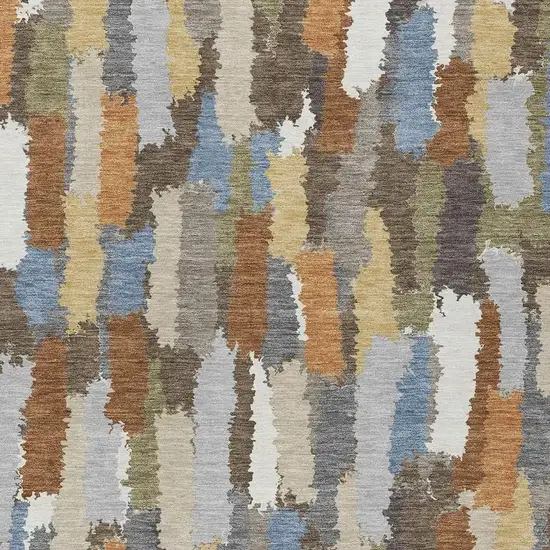 Chocolate And Beige Striped Washable Indoor Outdoor Area Rug Photo 2