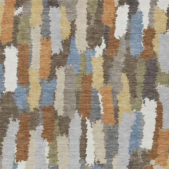 Chocolate And Beige Striped Washable Indoor Outdoor Area Rug Photo 2