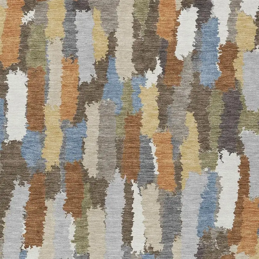 Chocolate And Beige Striped Washable Indoor Outdoor Area Rug Photo 2