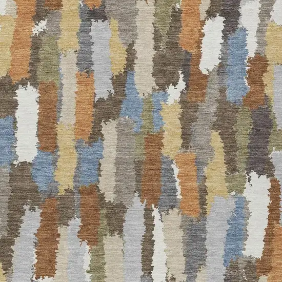 Chocolate And Beige Striped Washable Indoor Outdoor Area Rug Photo 2