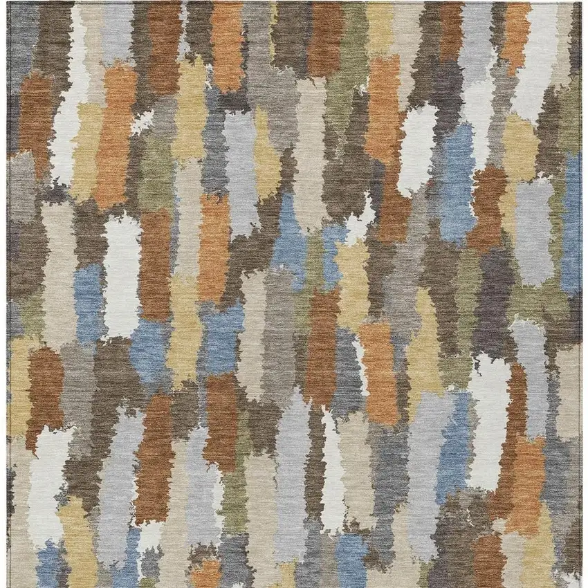 Chocolate And Beige Striped Washable Indoor Outdoor Area Rug Photo 3