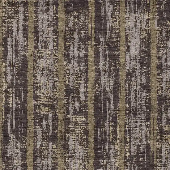 Chocolate And Beige Striped Washable Indoor Outdoor Area Rug Photo 6