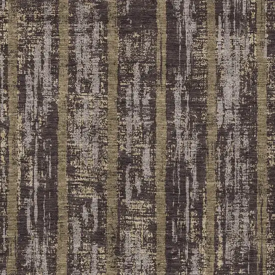 Chocolate And Beige Striped Washable Indoor Outdoor Area Rug Photo 6