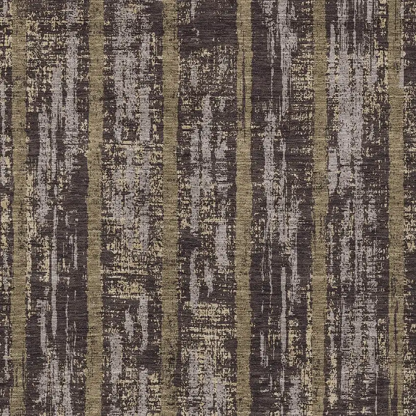 Chocolate And Beige Striped Washable Indoor Outdoor Area Rug Photo 6