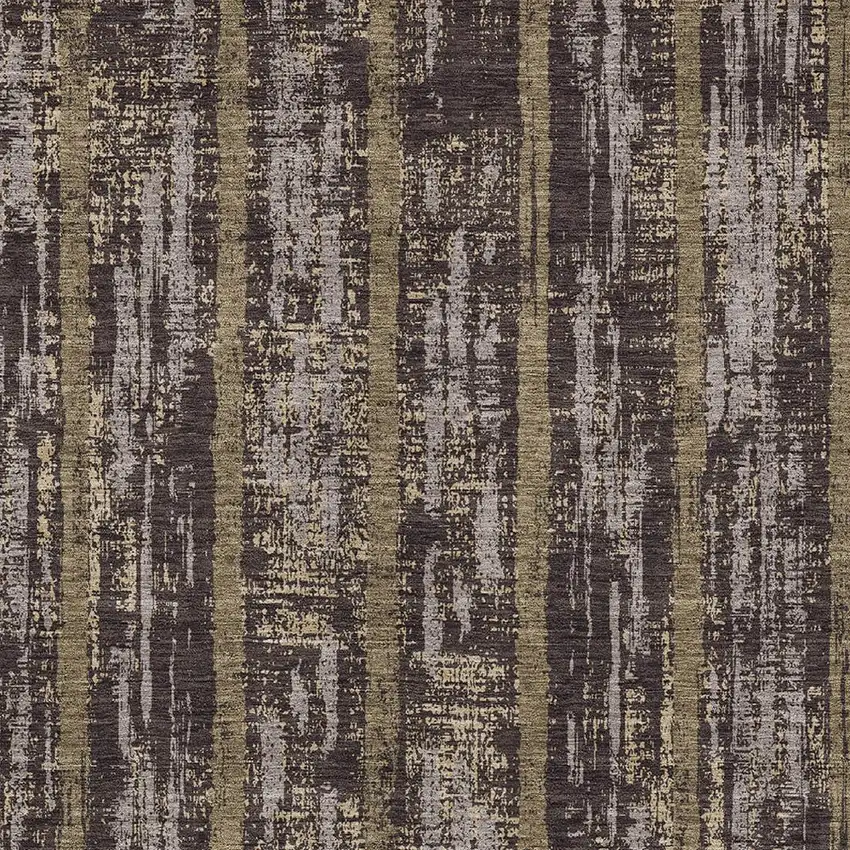 Chocolate And Beige Striped Washable Indoor Outdoor Area Rug Photo 6