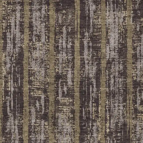 Chocolate And Beige Striped Washable Indoor Outdoor Area Rug Photo 6