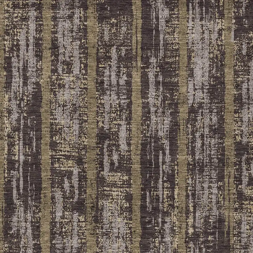 Chocolate And Beige Striped Washable Indoor Outdoor Area Rug Photo 6