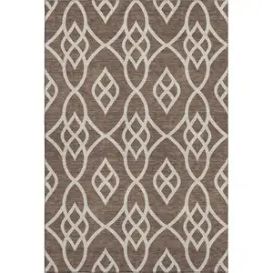 Photo of Chocolate And Beige Trellis Washable Area Rug With UV Protection