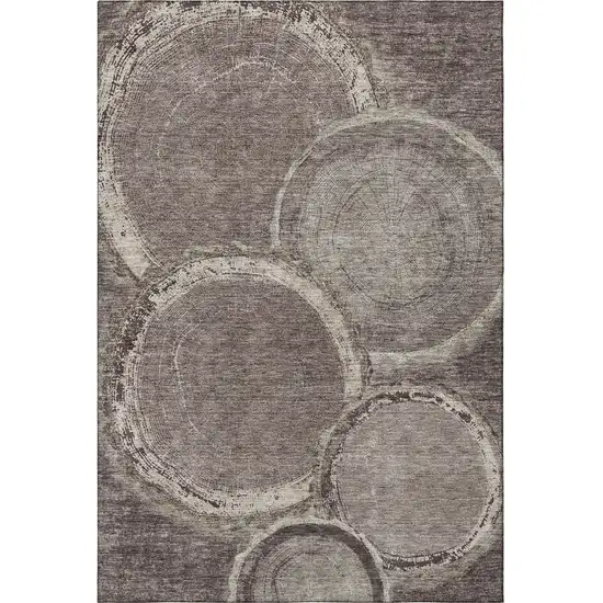 Chocolate And Beige Woodland Lodge Washable Area Rug With UV Protection Photo 3