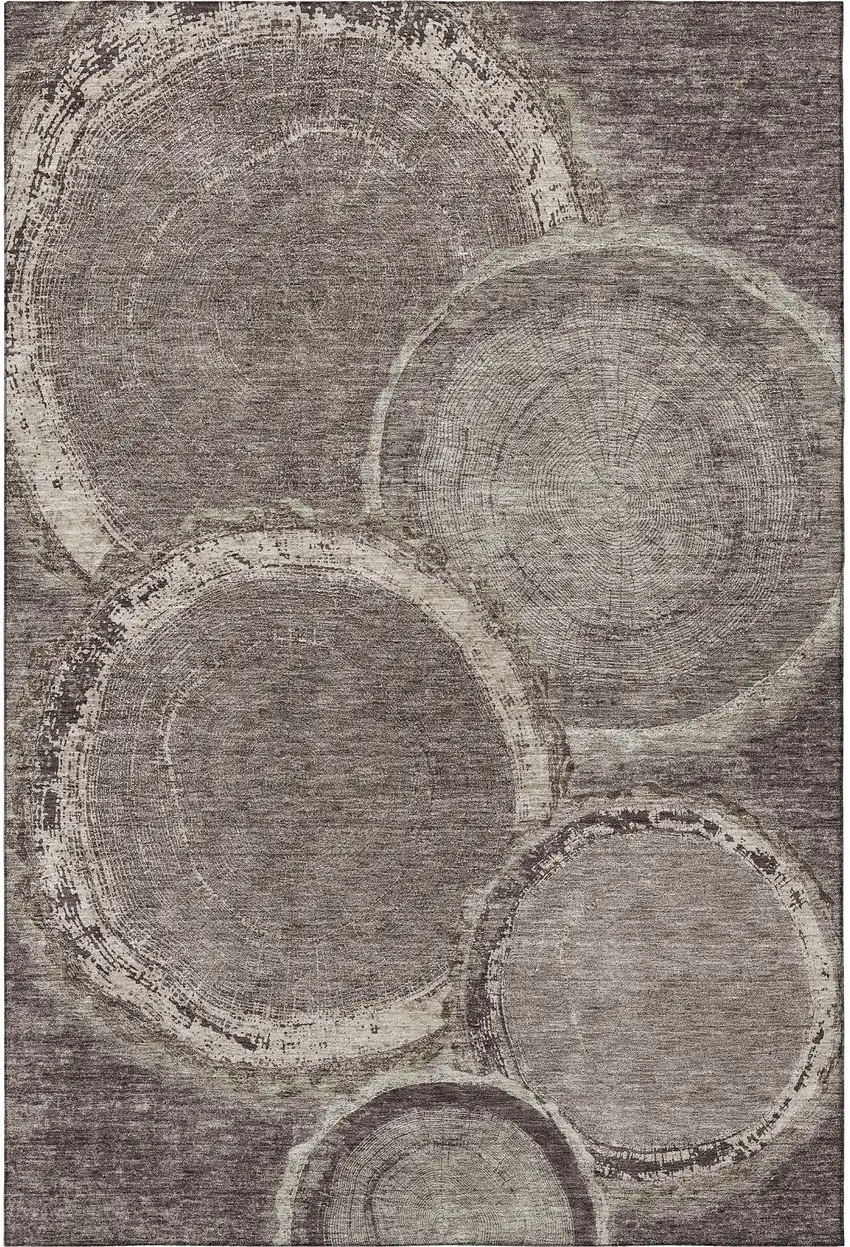 Chocolate And Beige Woodland Lodge Washable Area Rug With UV Protection Photo 3