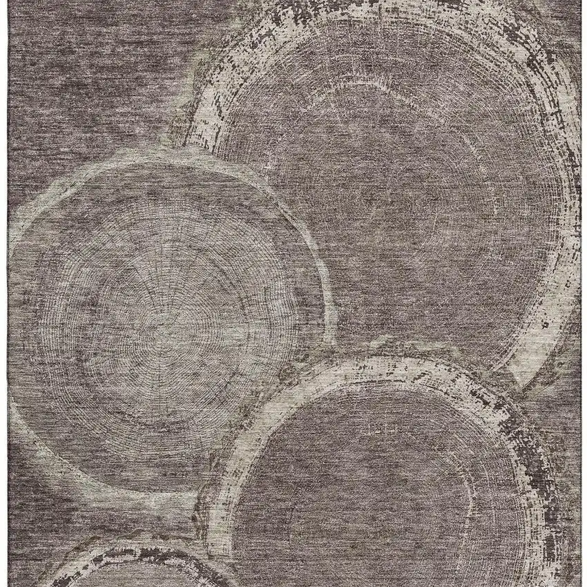 Chocolate And Beige Woodland Lodge Washable Area Rug With UV Protection Photo 3