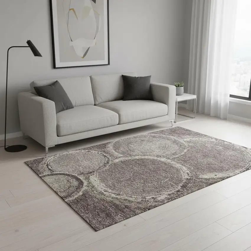 Chocolate And Beige Woodland Lodge Washable Area Rug With UV Protection Photo 2