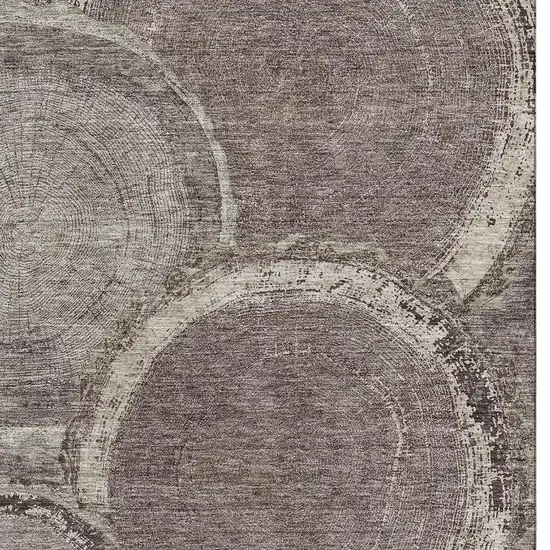 Chocolate And Beige Woodland Lodge Washable Area Rug With UV Protection Photo 2