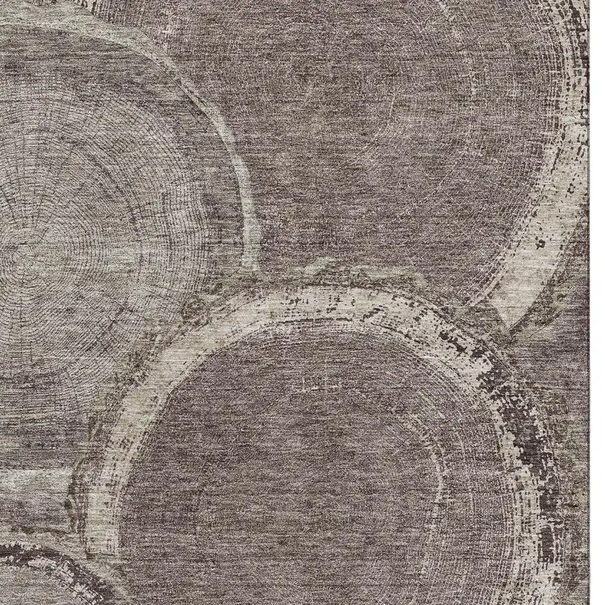 Chocolate And Beige Woodland Lodge Washable Area Rug With UV Protection Photo 2