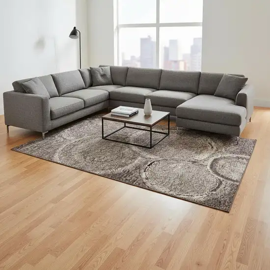 Chocolate And Beige Woodland Lodge Washable Area Rug With UV Protection Photo 2