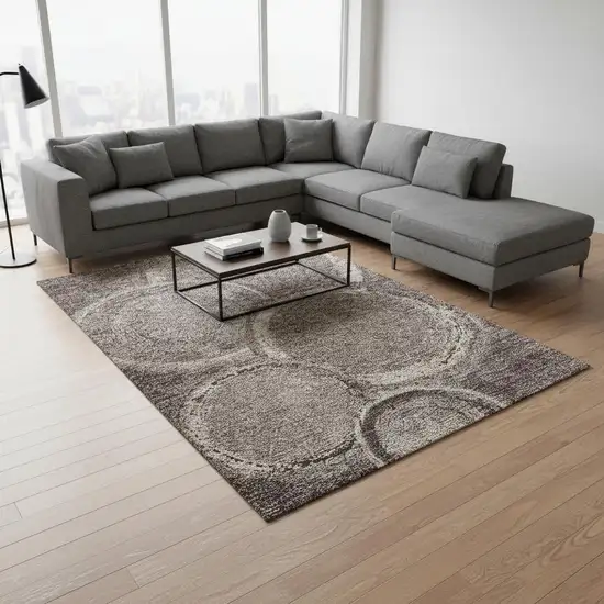 Chocolate And Beige Woodland Lodge Washable Area Rug With UV Protection Photo 2